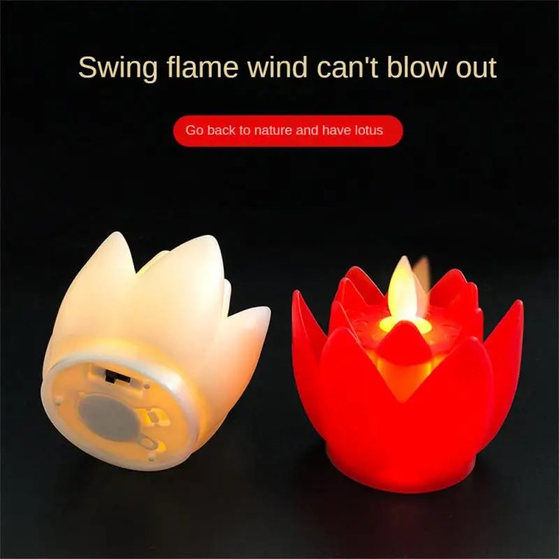 Lotus Lamp In Front Of The TempleLED Night Light Colorful Lotus Light Pay Tribute To The Electronic Candle Lamp LED Decor Light