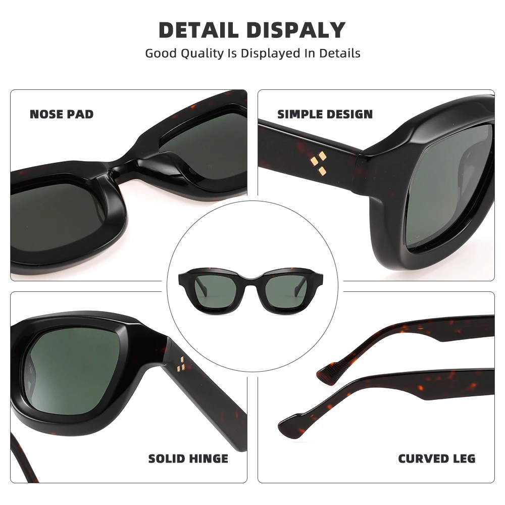 Vintage Polarized Sunglasses for Men UV400 Protection Retro Fashion Eyewear Luxury Brand Design Thick Hand-crafted Acetate Frame