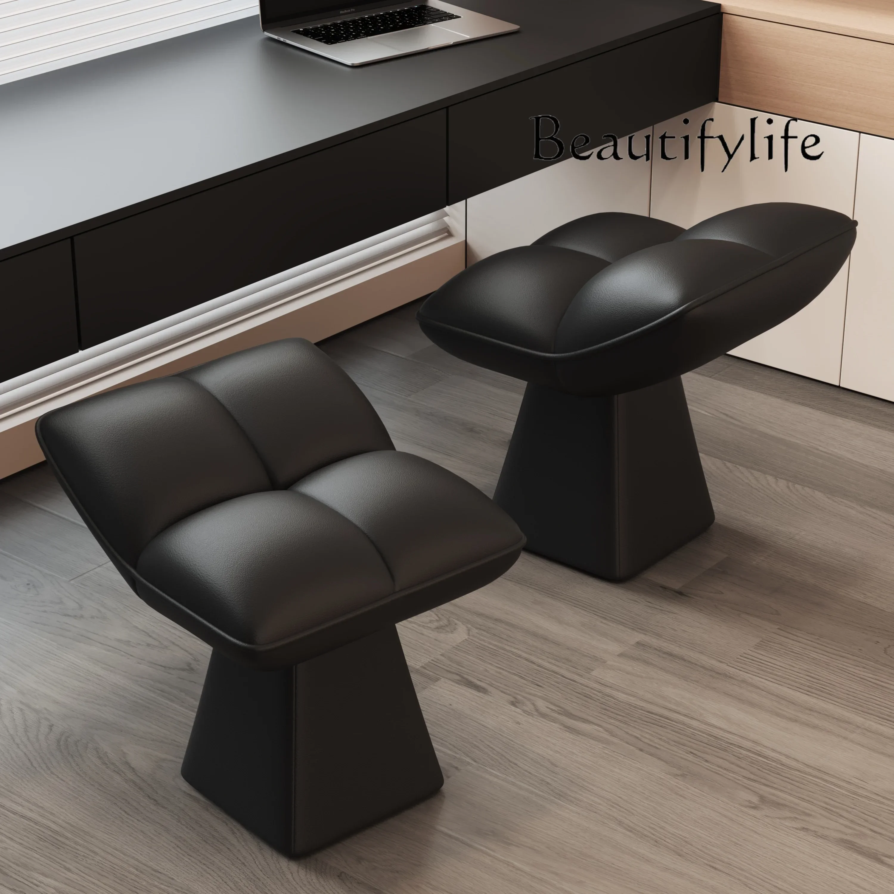 N19 Designer dresser leather makeup stool living room shoes change rotating sofa stool manicure chair