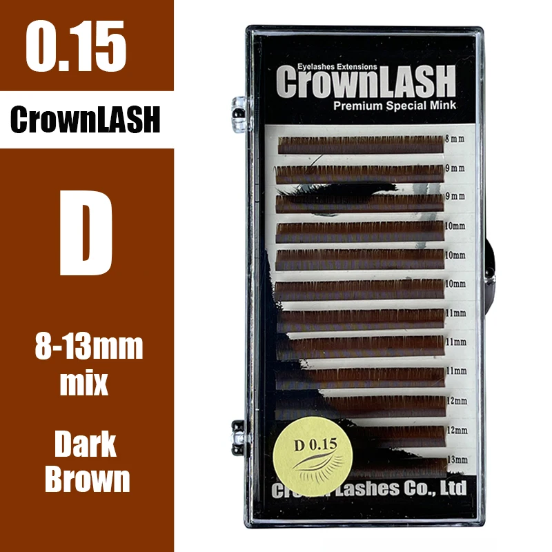 CrownLspatule-Extensions de Cils BCD 0.10 Brun Chocolat, 8-13mm, Taille Mixte, Style Janpanais