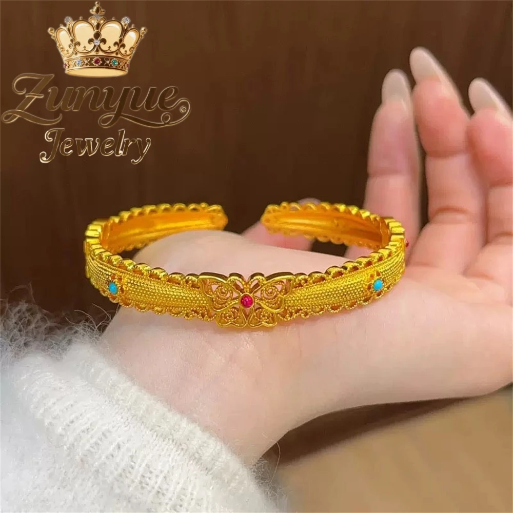 

High-End Sand Gold Hollowed-Out Butterfly Bracelet Luxury Quality Jewelry Best Selling Fashion Jewelry Exquisite Charms Popular