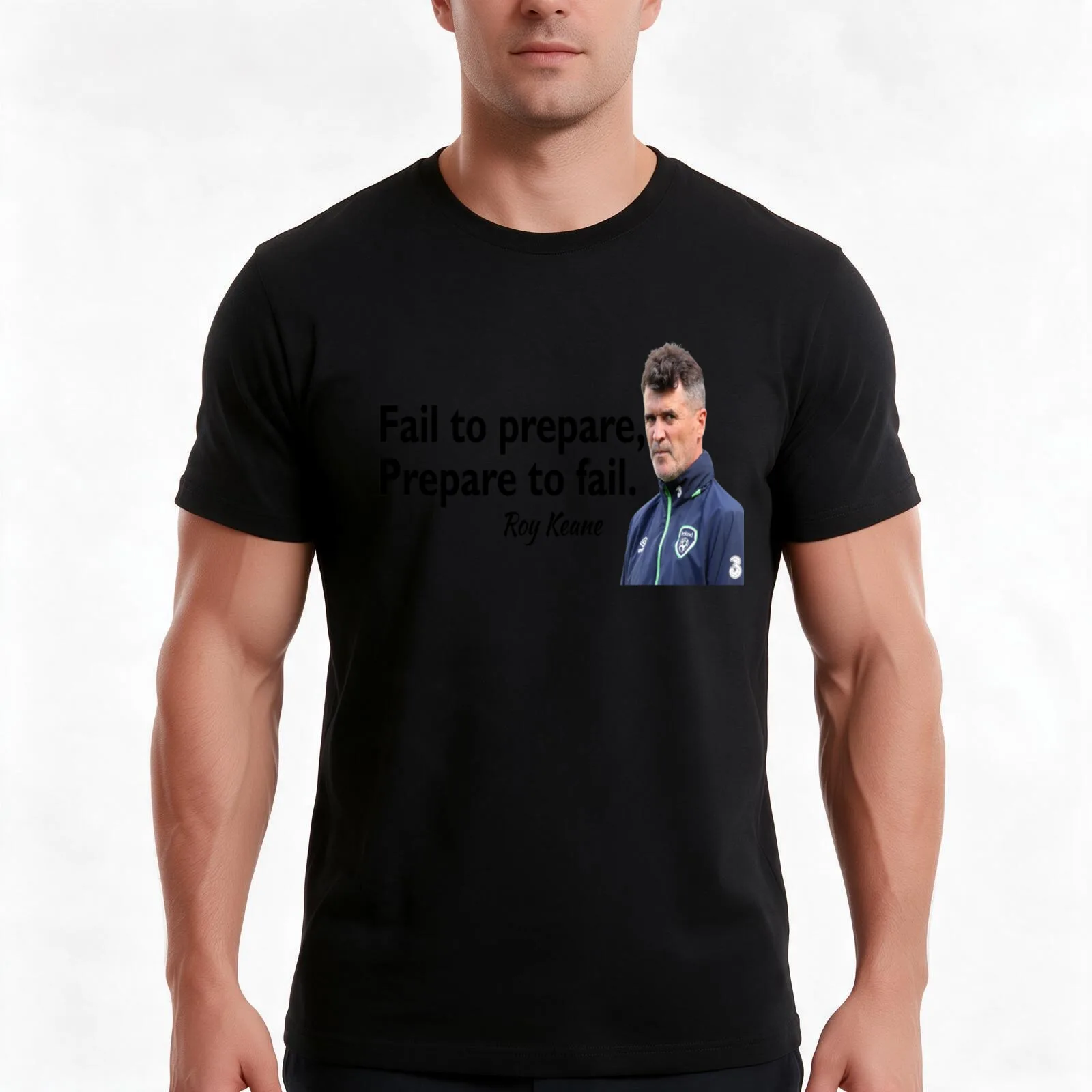 Roy Keane T-Shirt, Summer Casual Cotton Tee, Oversized Streetwear Tops, Vintage Graphic Print, Loose Fit Short Sleeve