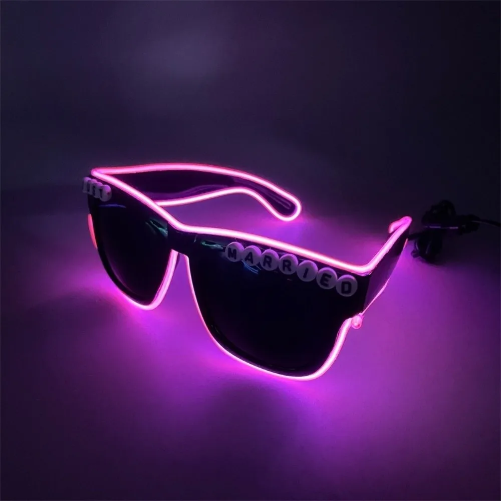 Fashion White LED Glasses Square Heart Shaped Glowing Heart Glasses Wire Flashing Just Married Glasses Dance