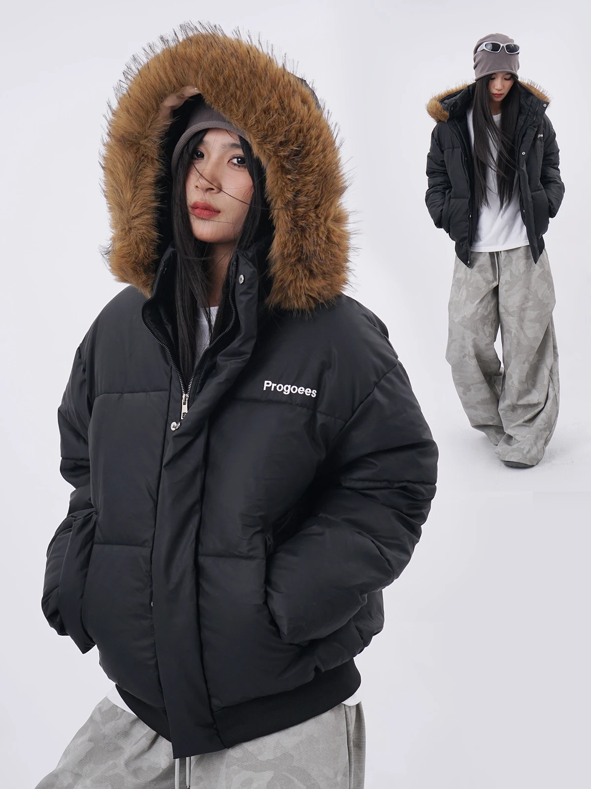 

Женское хлопковое пальто Thiened Down Jaet, зимняя верхняя одежда, одинаковые уличные пальто для пар, длинное свековое пальто на молнии с капюшоном