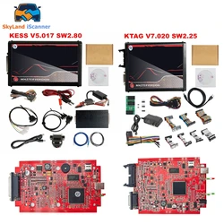 Newest Online Unlimited KESS 2.80 EU Red V5.017 KTAG V7.020 4 LED 2.25 OBD2 Car ECU Chip Tuning Kit 5.017 k-tag Programmer Tools