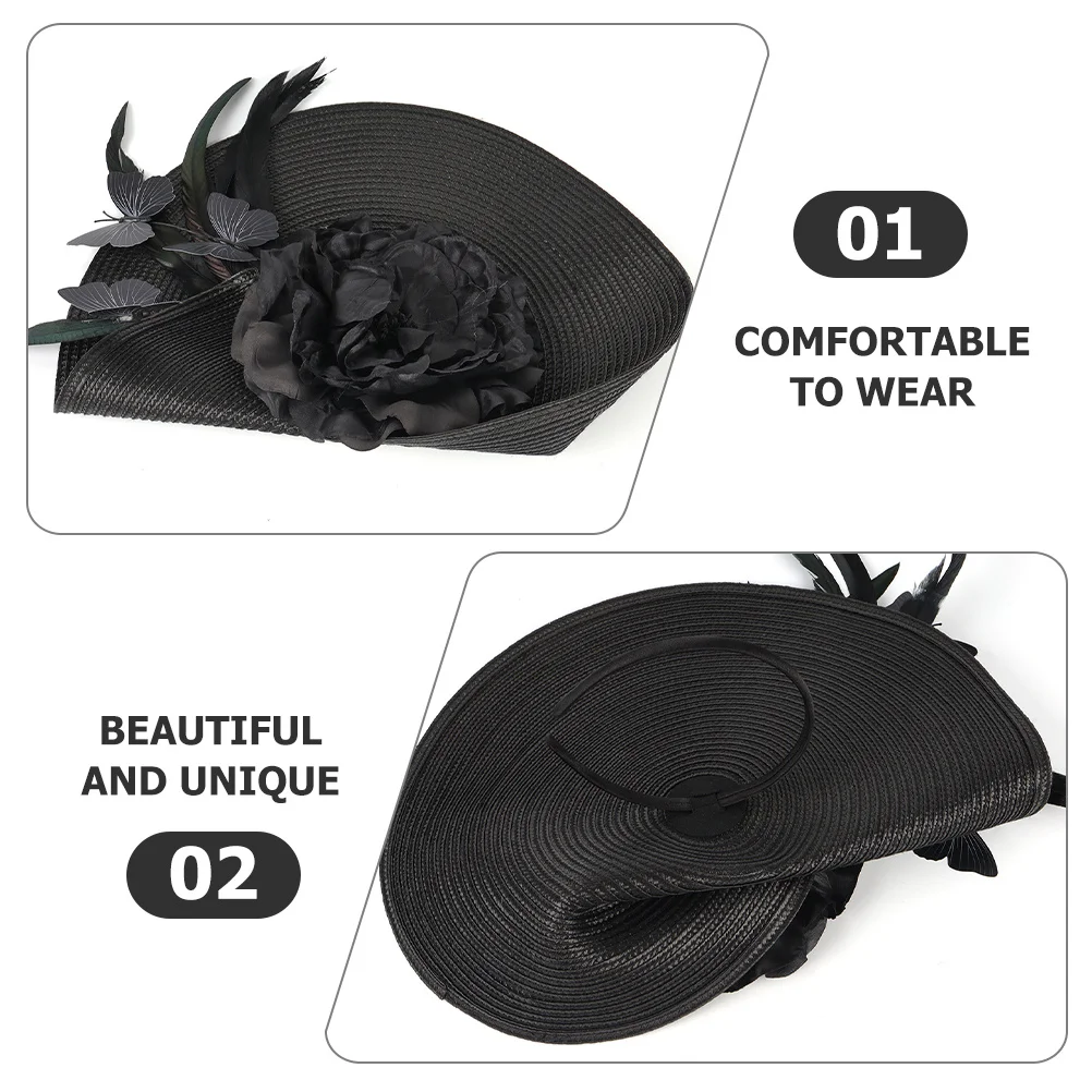 

Fascinator Headband for Women Stylish Simulated Straw Hat Unique Bride Headdress Ideal for Anniversary Cosplay Performance