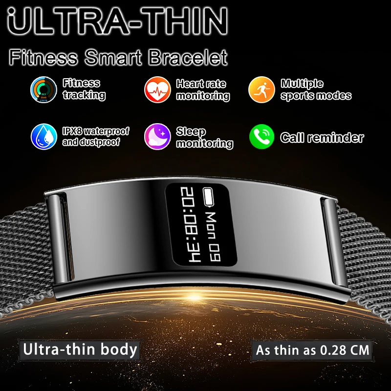 New Men Fitness Smart Bracelet Heart Rate Sports Tracker 10ATM Waterproof Smart Band Pedometer Call Reminder Smartwatches Women
