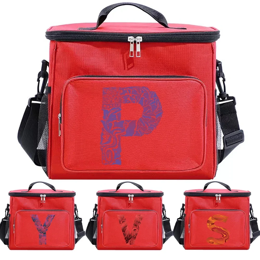 Thermal Insulated Lunch Bag for College Students Pink Color - Multi-Pocket Food Cooler Original Engrave Image Printing 2026