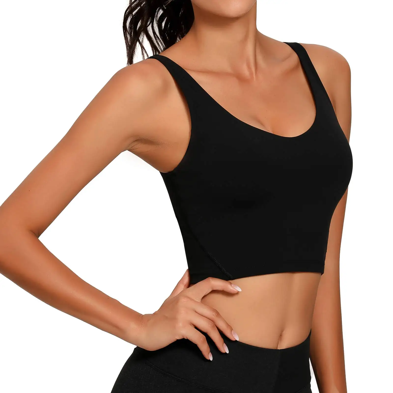 Womens' Sports Bra Longline Wirefree Padded with Medium Support Crop Tank Yoga Bras Workout Fitness Top