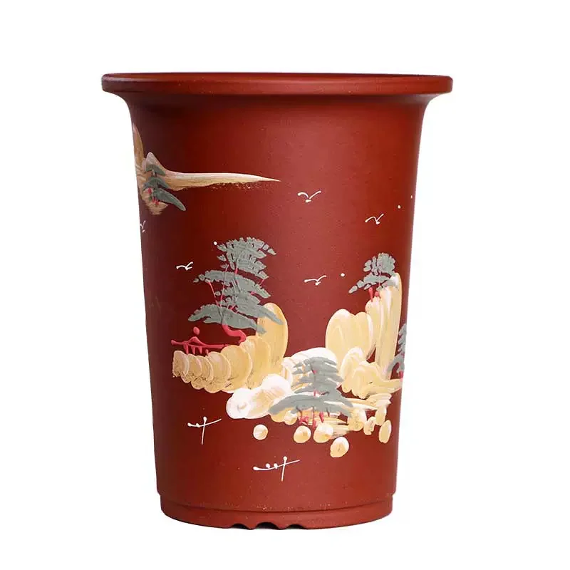 Ceramiczny ręcznie robiony garnek do bonsai, ręcznie malowany wazon, chiński wzór, biurko w kształcie kabiny, biuro, ogród, dom, dekoracja stołu