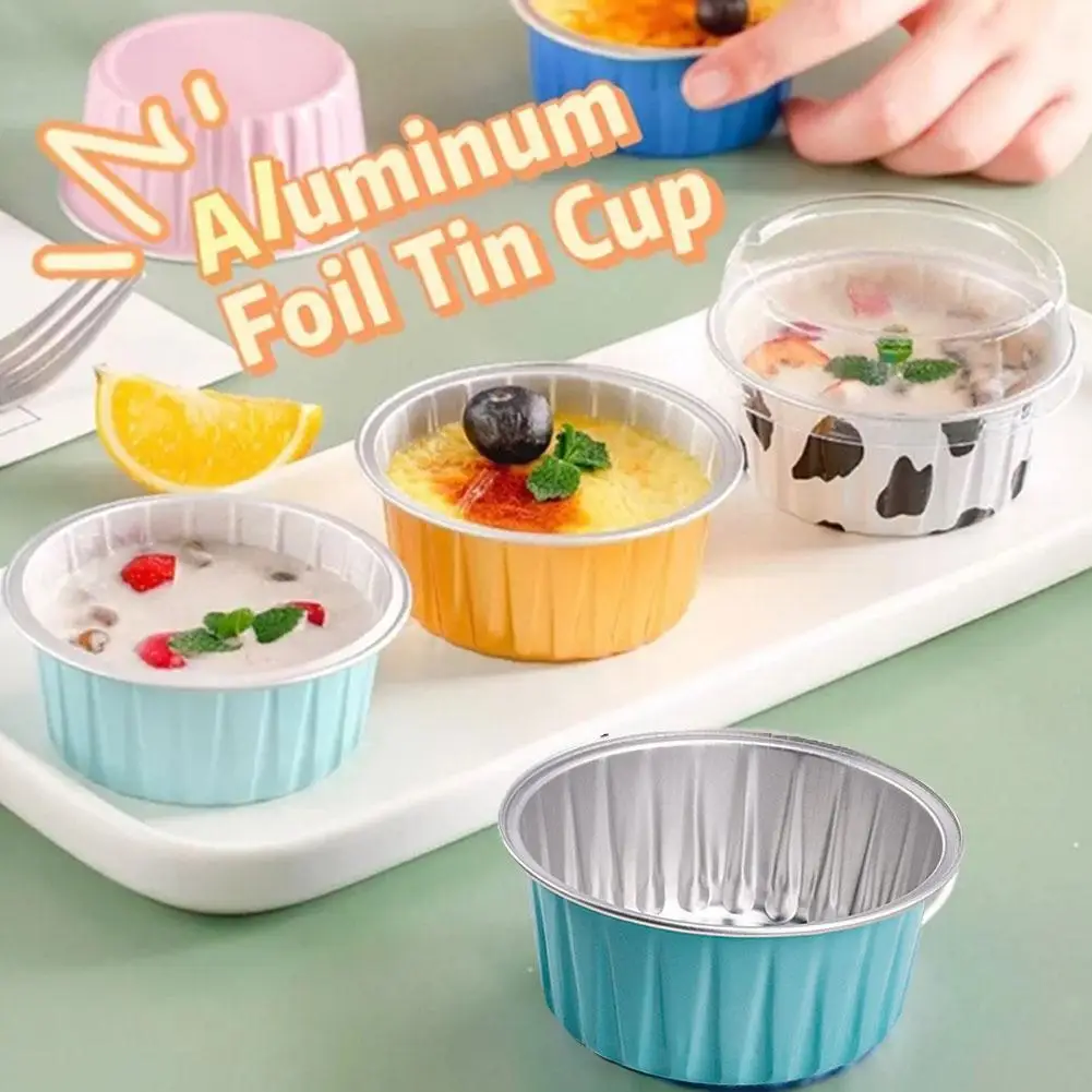 

Aluminum Foil Tin Cup Non-Stick Liner Cake Baking Mold Air Fryer Specific Tin Foil Cup Baking Cups Tray for Home Kitchen Party