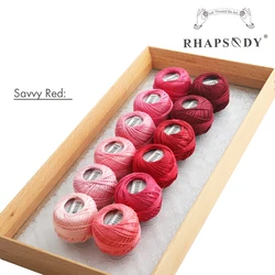Rhapsody Premium Size 8 Pearl Cotton Embroidery Thread 12 Bals For Cross Stitch DIY Crochet Singed Mercerized Egyptian Cotton