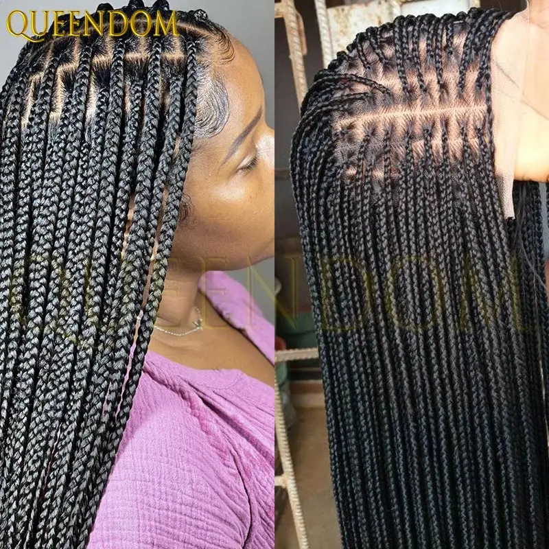 

Синтетические длинные коробочные бордовые плетеные парики Полный парик фронта шнурка для чернокожих женщин Блондинка с естественным видом Парик фронта шнурка плетения волос