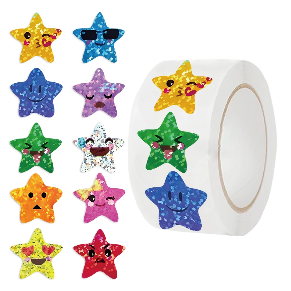 500 sztuk/rolka kolorowe naklejki w kształcie gwiazdek dla dzieci nagroda szkoła klasa samoprzylepne naklejki w kształcie gwiazdek dla nauczycieli rodzice DIY Craft