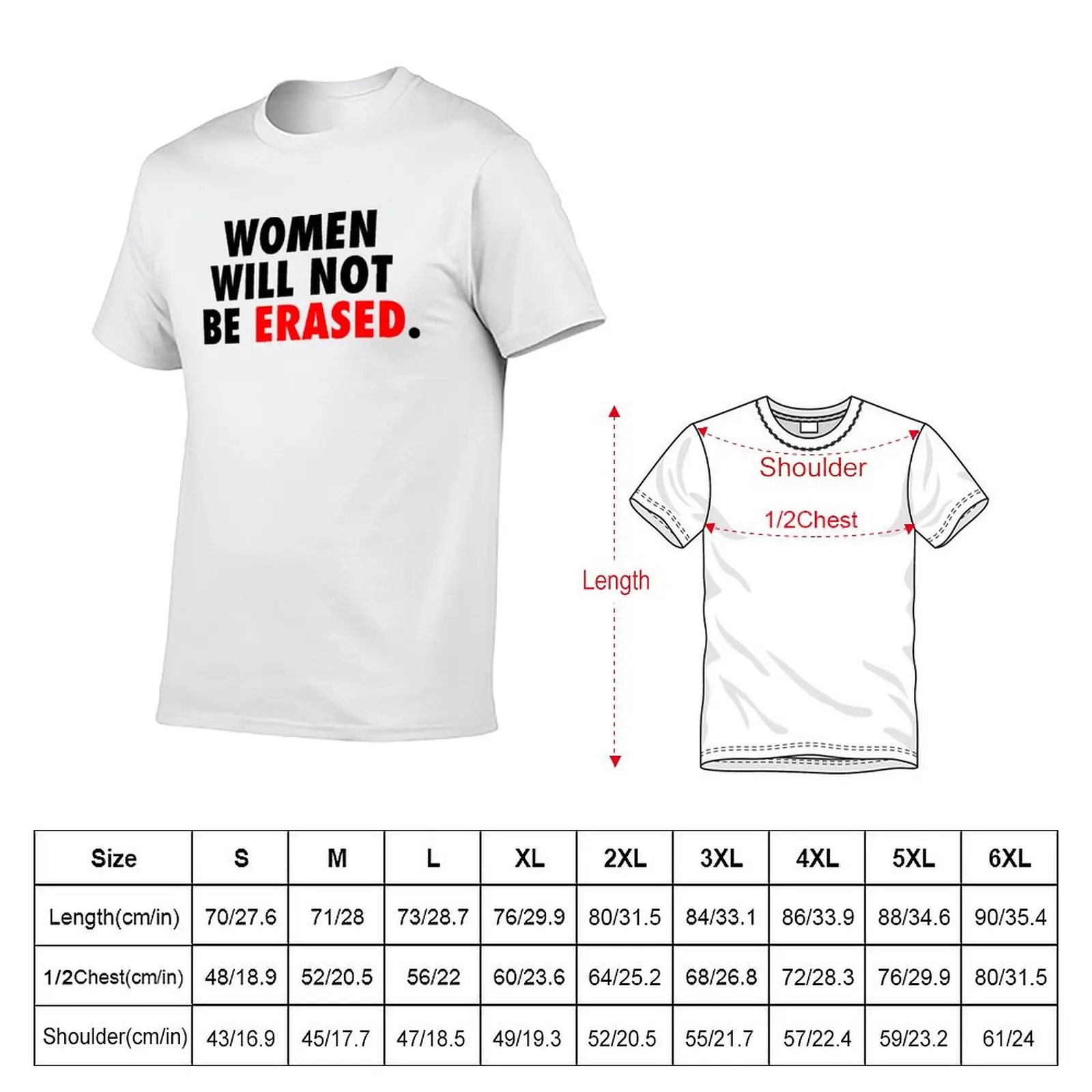 Women Will Not Be Erased / Black-Red T-Shirt Plus Size Lightweight Top