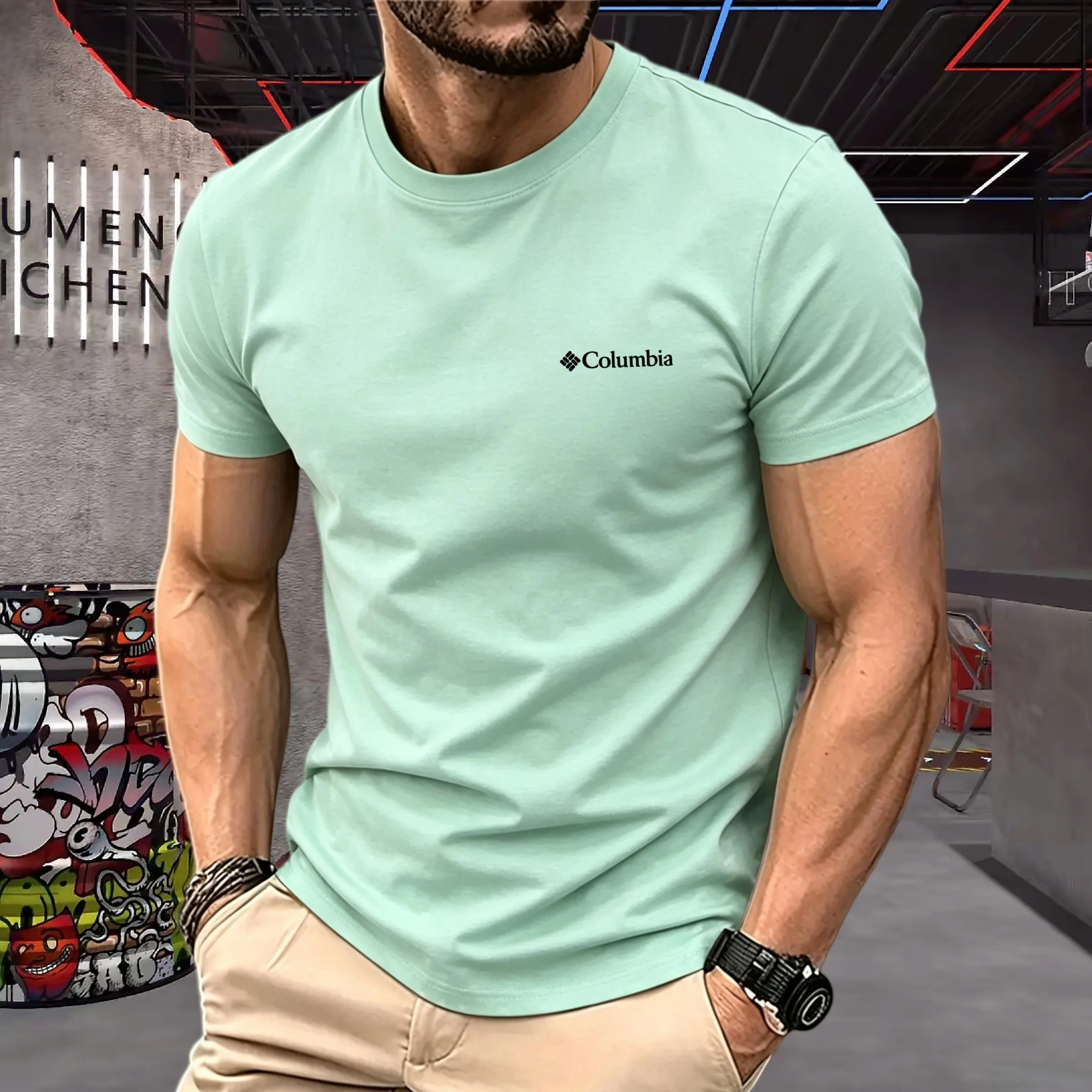 100% pure cotton 2026 high-end brand men's short sleeved round neck top summer fashion luxury logo embroidered golf top T-shirt