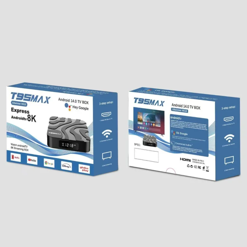 T95 Max Android12 TV Box 2GB 16GB Allwinner H618 رباعي النواة Dual Wifi 2.4G 5G & BT5.0 8K HDR مشغل الوسائط فك التشفير IPTV Google