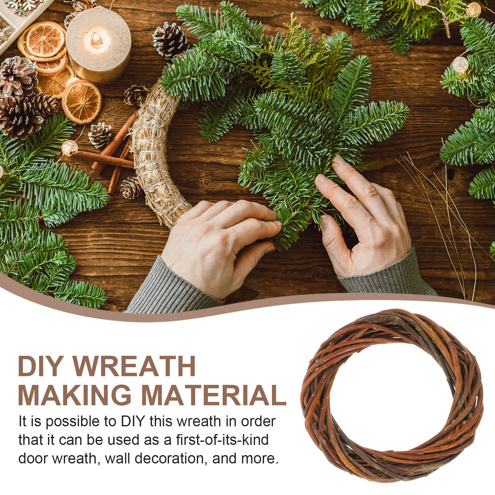 

Natural Wicker Wreath Round DIY Frame for Crafting Christmas Wedding Floral Door Wall Decoration Handmade Wreath Material