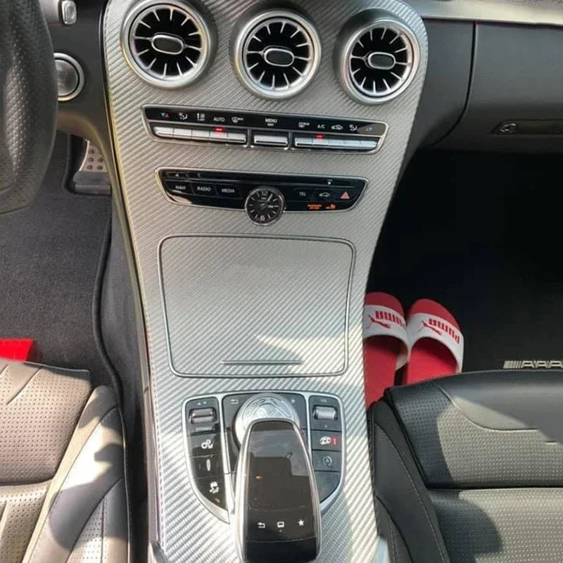 Auto Replacement Carbon Fiber Car Central Control Gear Shift Panel Cover Interior Trim For Mercedes Benz C GLC Class
