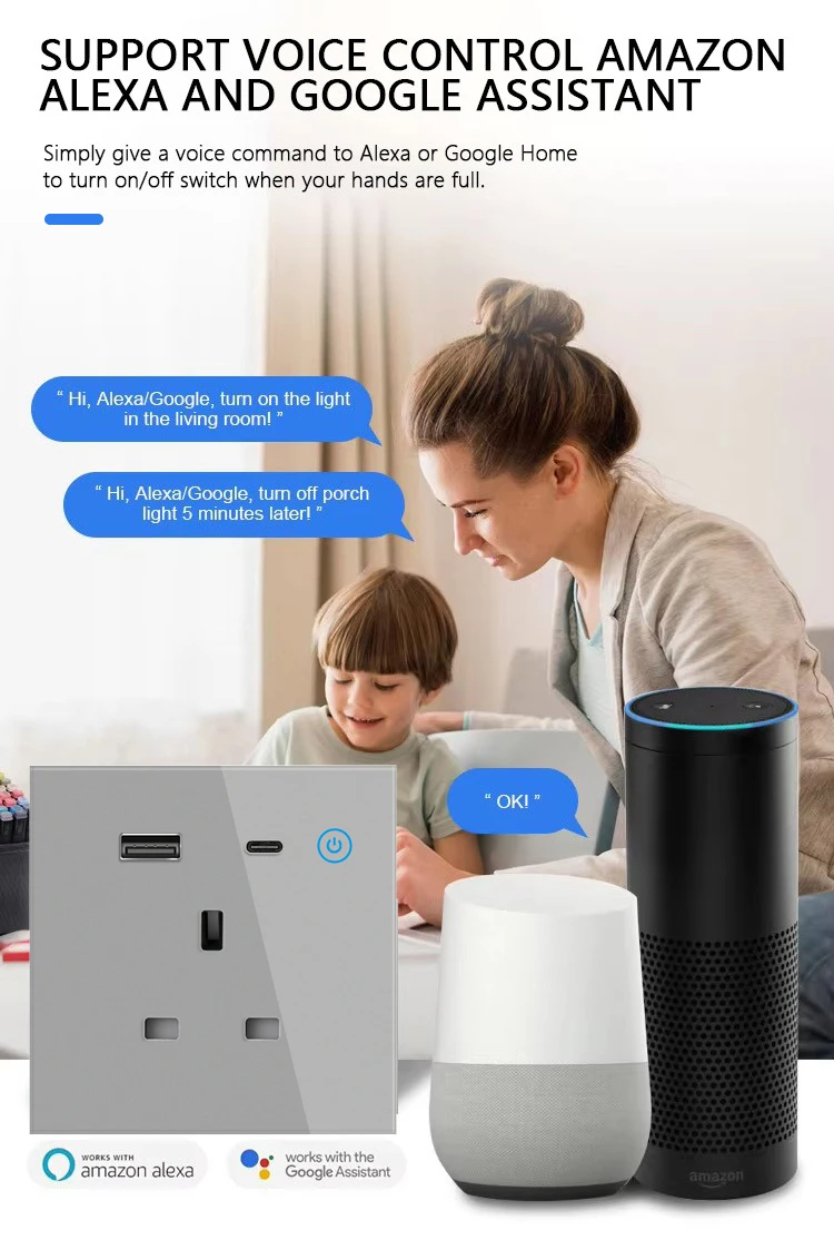 STLF Tuya Smart Wifi/zigbee Univercail Socket Caricatore rapido da 70 W con presa a muro intelligente standard USB Type C UE/USA/UK