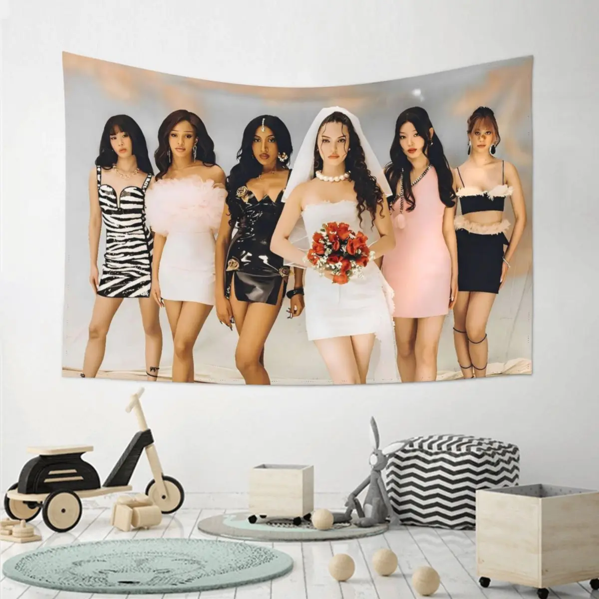 Katseye Gnarly غابرييلا قماش مزخرف جداري نمط معلق المفروشات غرفة نوم غرفة المعيشة خلفية المنزل القماش الجدار الديكور