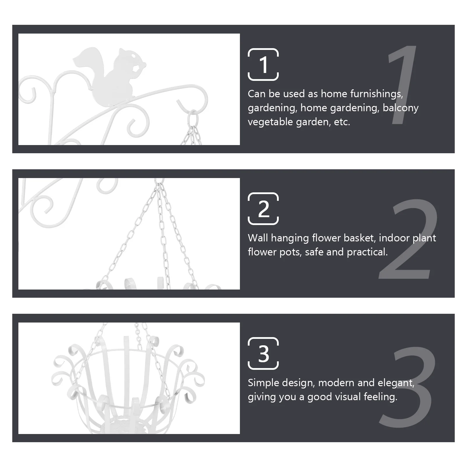 

1Set Wall Hanging Flower Basket High-Grade Hanging Planter for Balcony Decoration Garden Plant Display Basket Balcony Decor