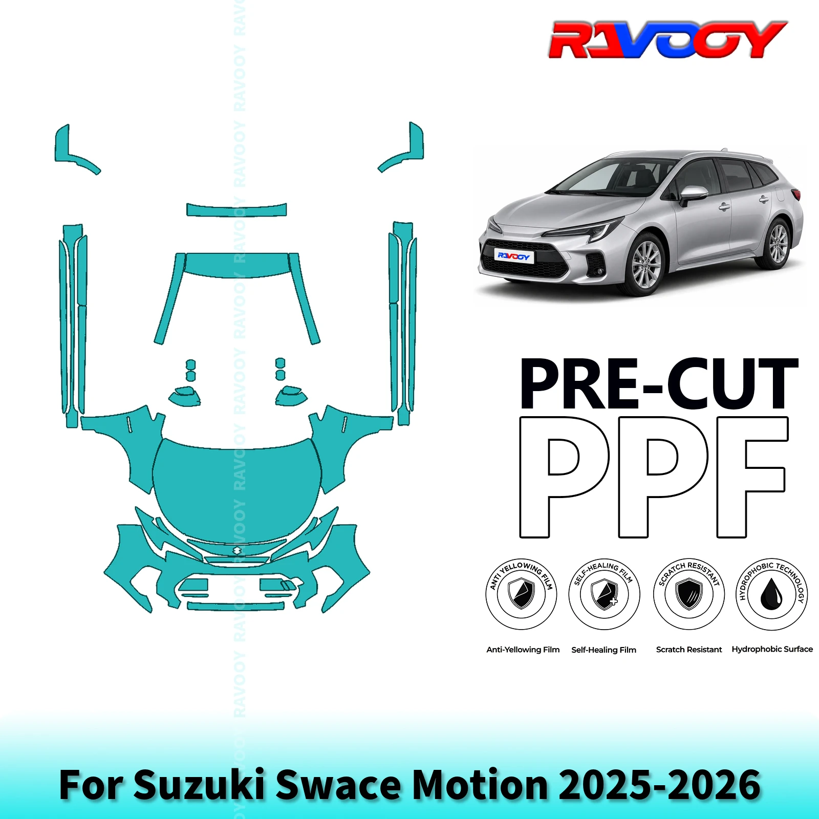 For Suzuki Swace Motion 2025-2026 Full Front+Rockers 8.5Mil Pre-Cut Paint Protection Film PPF Stone Chip Kit | Clear/Matte/Black
