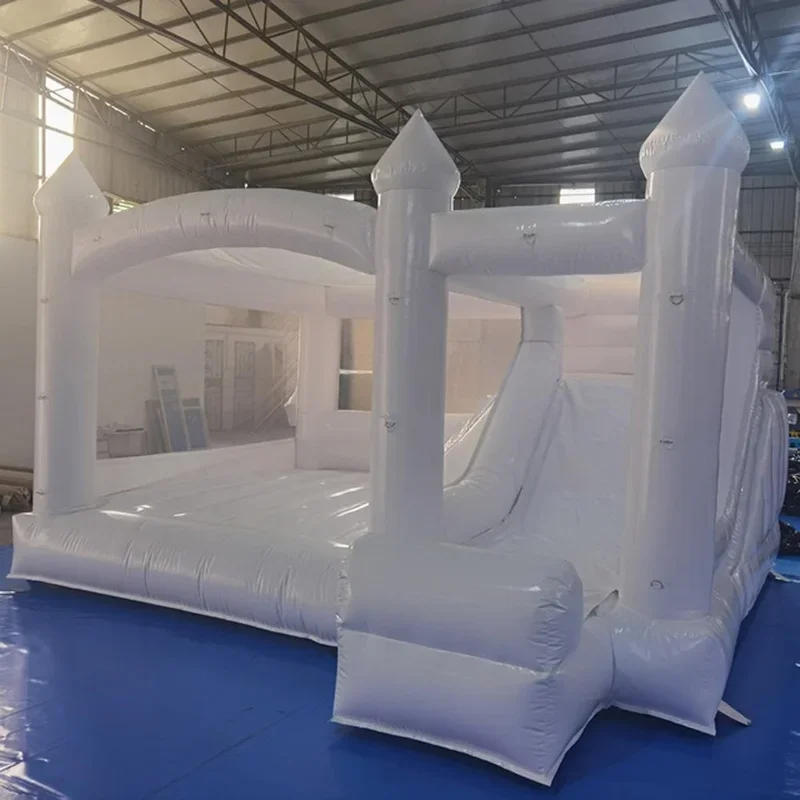 Casa de salto de casamento branca inflável castelo inflável slide comercial crianças combinação engraçada com poço de bola para chá de bebê