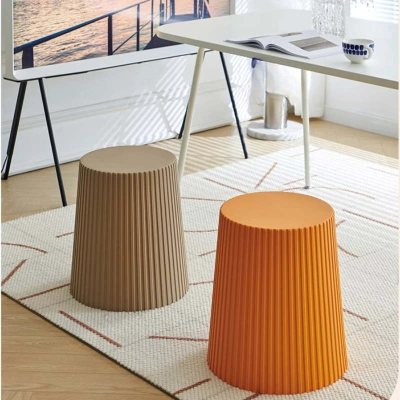 Thickened Plastic Stool Stackable Round Chair for Home Living Room Kitchen Sturdy Small Seat Home