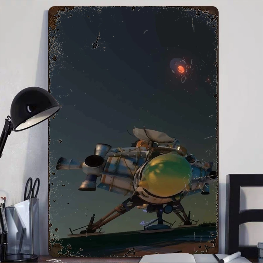 Cosmic Exploration Spaceship Metal Wall Art Creative Sci Fi Home Decor Retro FuturisticThemed Hanging Decoration