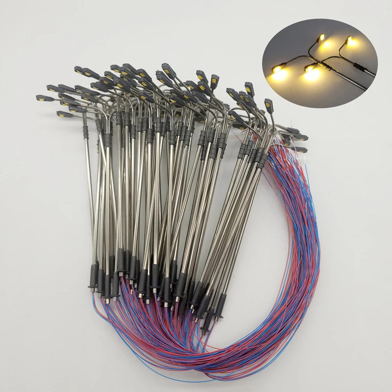 50PCS 1:87 Ho Skala Modell Lampen 3V Straße Led Licht Warm Weiß Autobahn/Parkplatz/Zug Layout 1:150 1:200 1:250 1:300 1:500