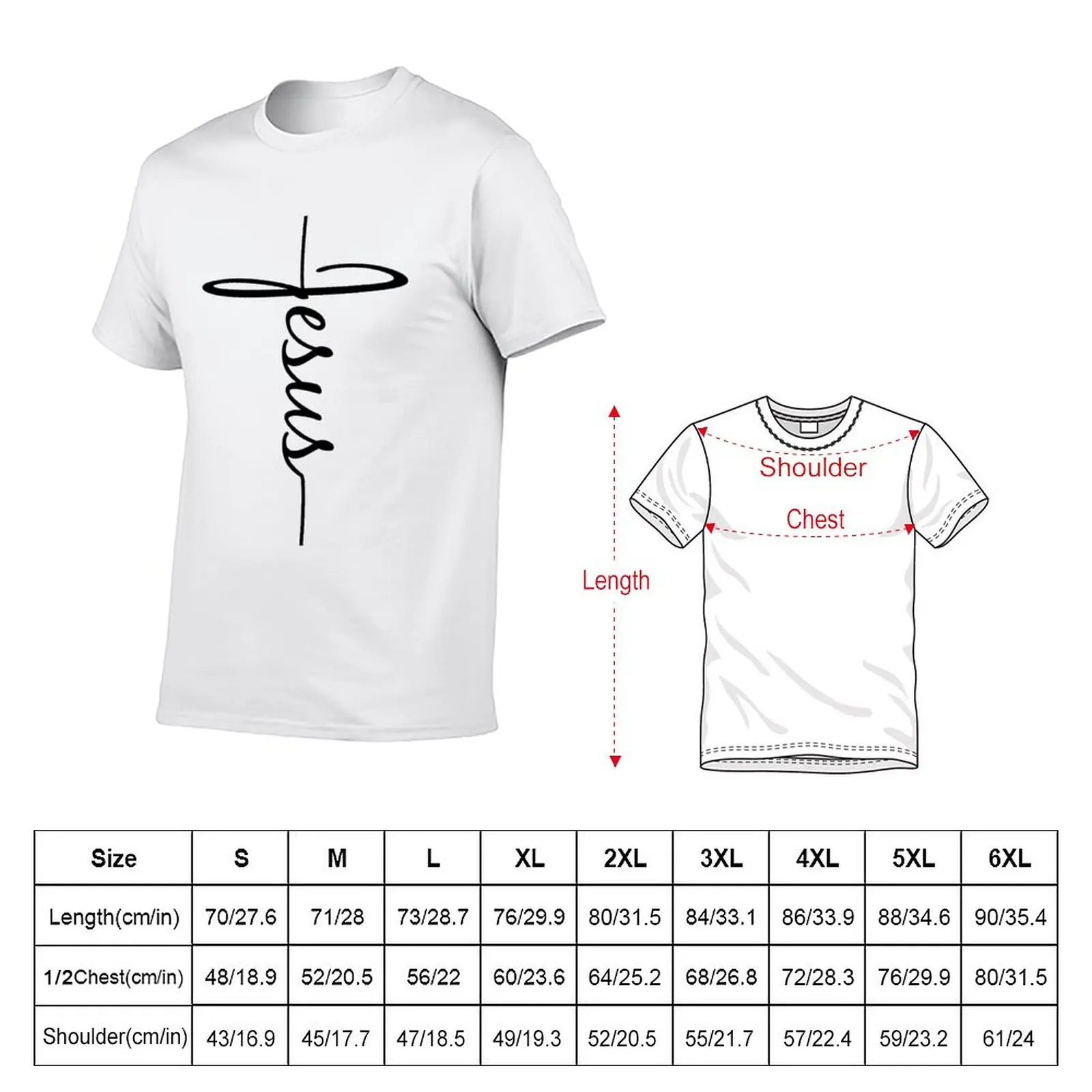 New Jesus - Christian Faith Cross Script Baptism Gift T-Shirt summer tops t shirts for men cotton