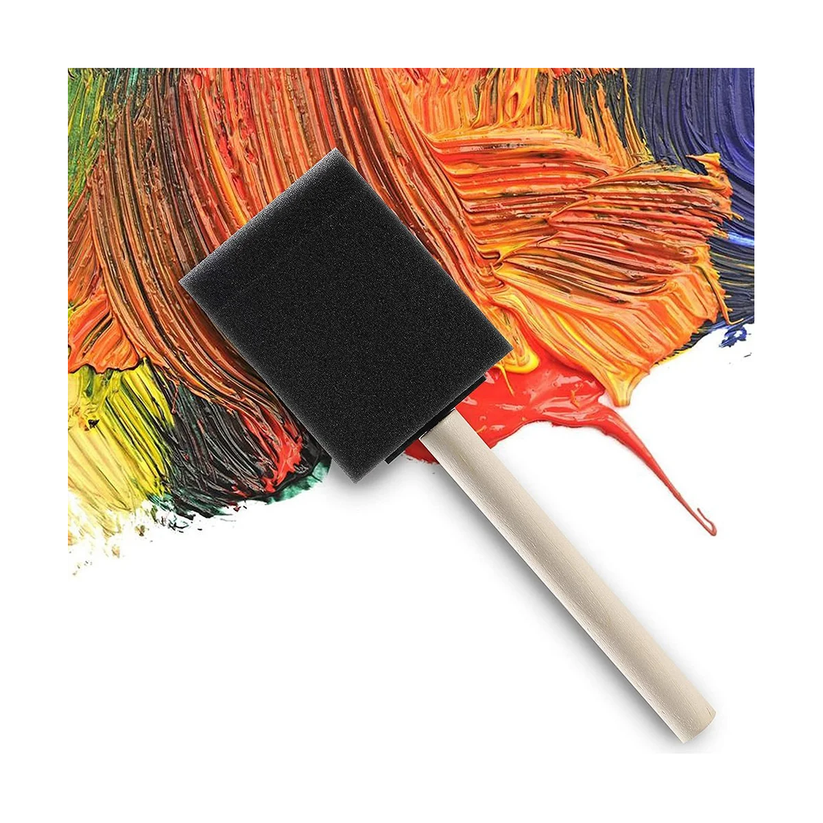 Esponja de espuma e Wood Handle Paint Brush Set, ótimo para acrílicos, manchas, vernizes, artesanato, arte, 2 ", 50 pcs