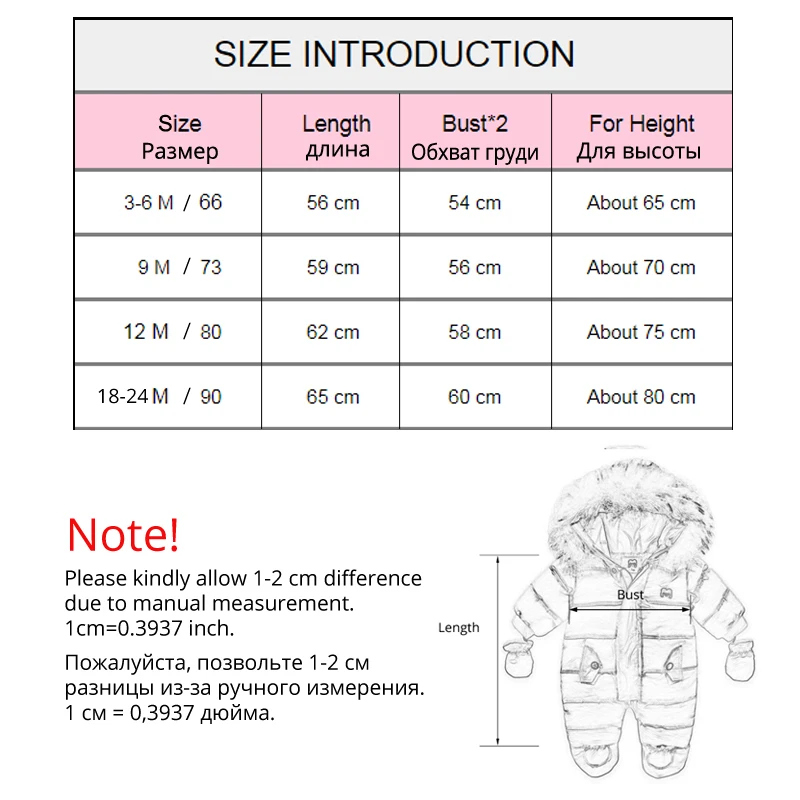 Winter Baby Clothes With Hooded Fur Newborn Warm Fleece Bunting Infant Snowsuit Toddler Girl Boy Snow Wear Outwear Coats