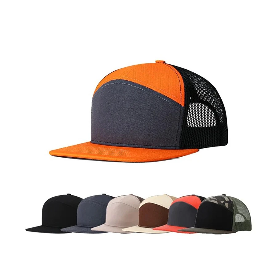 

7 Panel Blank Hip Hop Hat Men Cotton Adjustable Women Baseball Cap Trucker Snapback