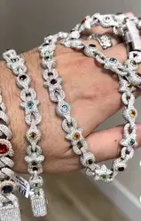 Iced Out Bling Summer Hot Men Women Hip Hop Jewelry Set Micro Paved CZ Starfish Charm Cuban Chain Bracelet Necklace