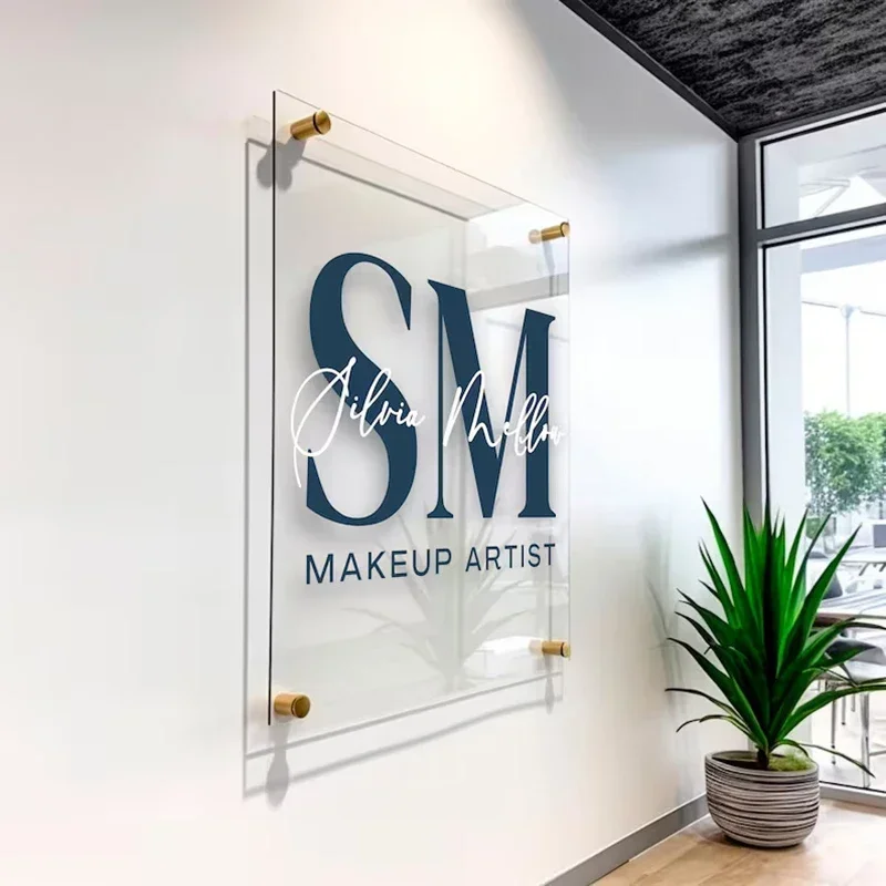 Business Customized Acrylic Perspex Plates, Number Decorative House Signs, Logo Beauty Salon Nails Studio Wall Aesthetic Decor
