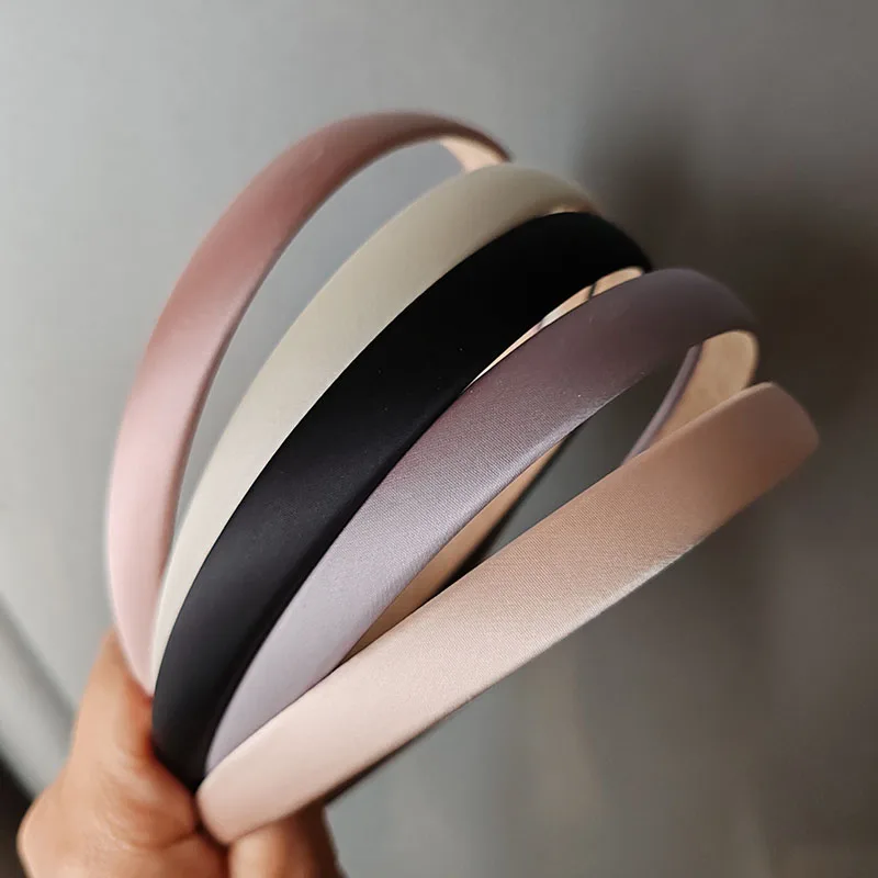 

1.5cm Wide Solid Retro Premium Satin Hairbands Headbands for Women Girls Vintage Bezel for Party Gift Hair Bands Accessories