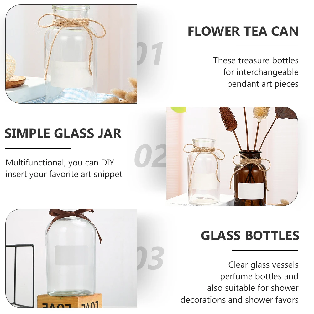 

2 Pcs Glass Bottles Clear DIY Wish Vessels Succulent Plants Decor Reagent Beach Theme Wedding Favor Flower Tea Can Vases Simple