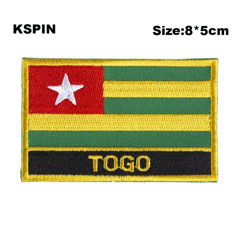 

Togo Flag Embroidery Patches Iron on Saw on Transfer patches Sewing Applications for Clothes in Home&Garden