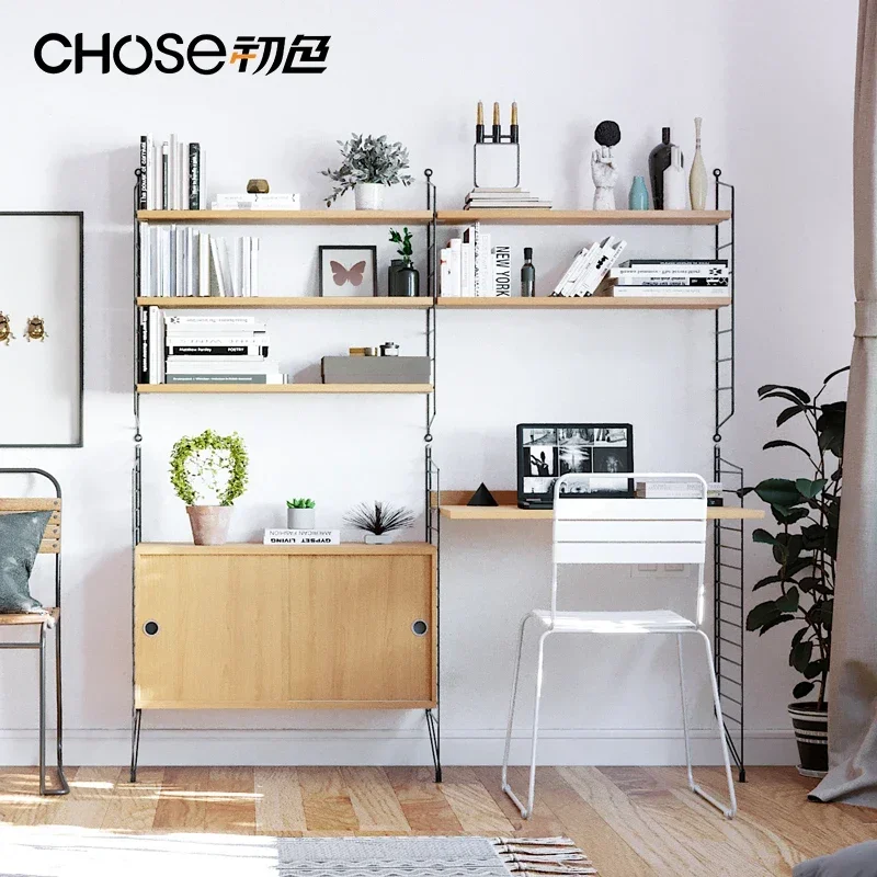 

Nordic Wall Bookshelf and Storage Shelf Floor Cabinet Partition Wall Boycase Workshop Customized Shelf System desk organizers