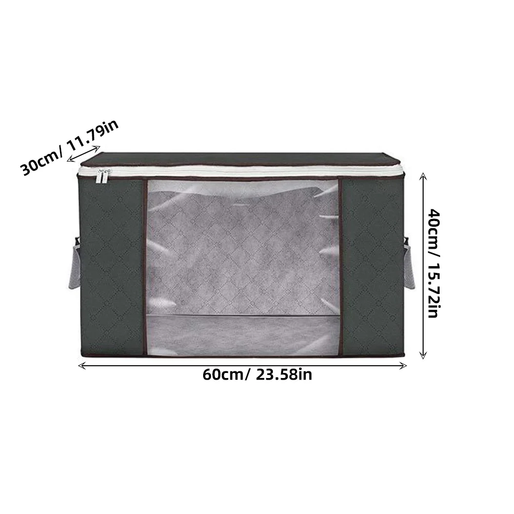 

2Pcs Dustproof Moisture proof Storage Bags Foldable Large Capacity Clothes ganizer Quilt Container Grey Household Transparent