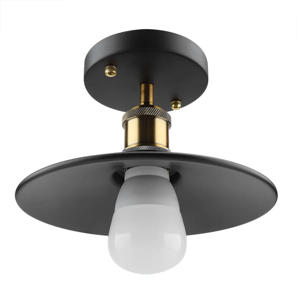 

Metal Shade Ceiling Pendant Lamp E27 Bulb Base Semi-Flush Mounted Ceiling Pendant Light Brass Black Finish Pendant Light Office