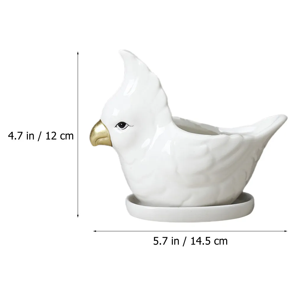 1Set Premium Ceramic Parrot Flowerpot Simple Artistic Design Succulent Container for Indoor Outdoor Gardening Home Balcony Decor