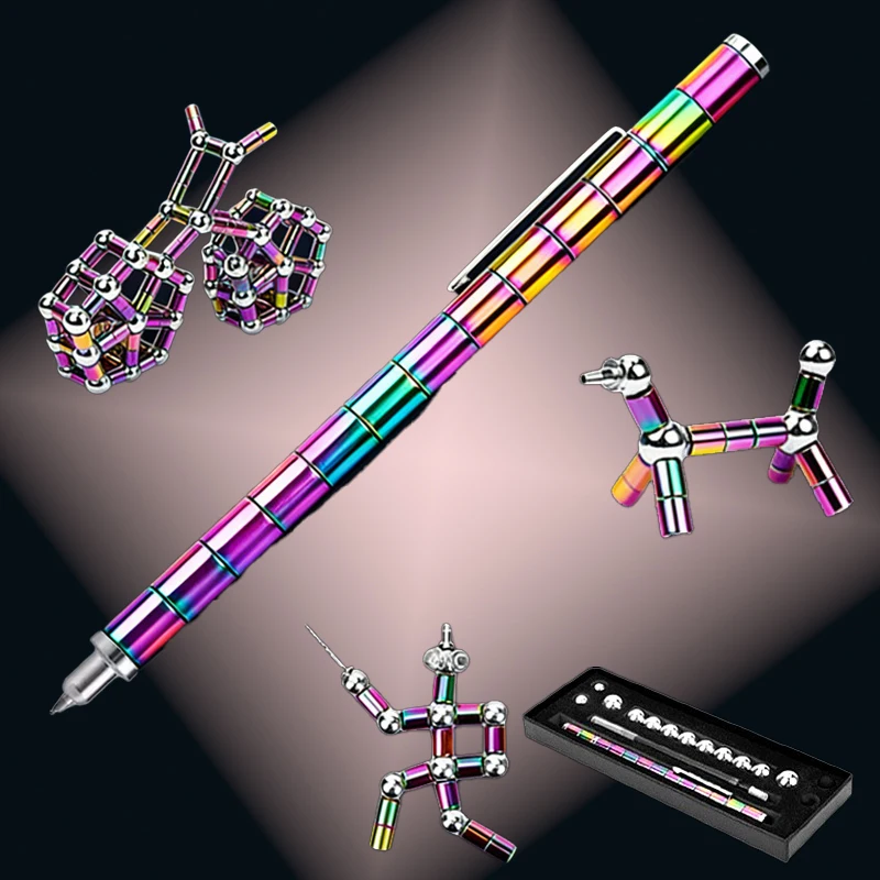 1Set Creative Magnetic Stress Relief Pen Multifunctional Creative Pen Relieves and Stress Perfect Gift for Friends Free Assembly