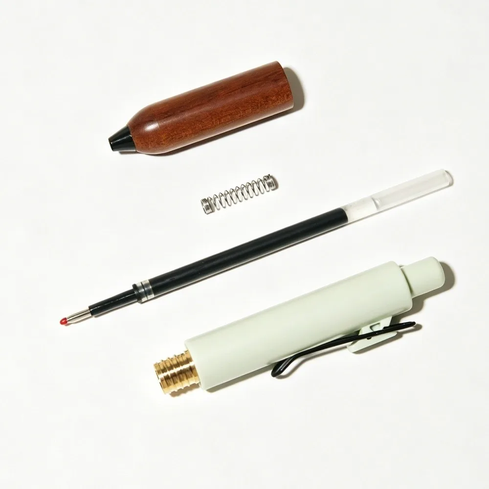 Minimalist Wood Chubby Gel Pen Two-tone Smooth Writing Signature Pen Click Pen Students