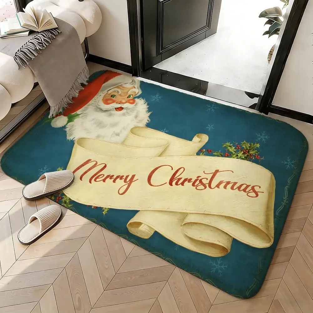 Soft Absorbent Non-Slip Rug Holiday Christmas Floor Mat Home Decor Doormat Bedroom Floor Mat Shower Carpet
