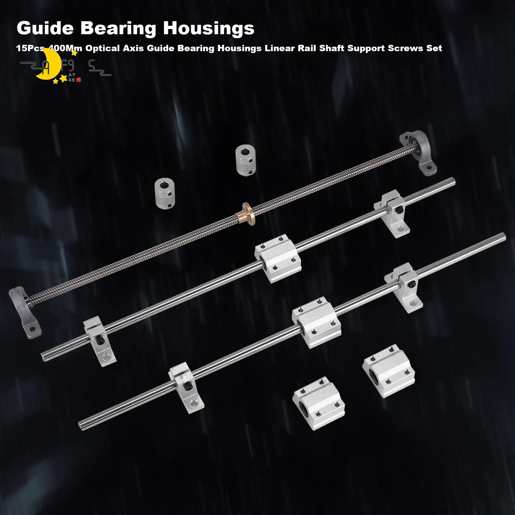 

AF95-15Pcs 400Mm Optical Axis Guide Bearing Housings Linear Rail Shaft Support Screws Set
