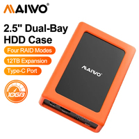 MAIWO Dual Bay USB3.1 Gen 2 Type C to SATA External Hard Drive Enclosure Aluminum Alloy 2.5\