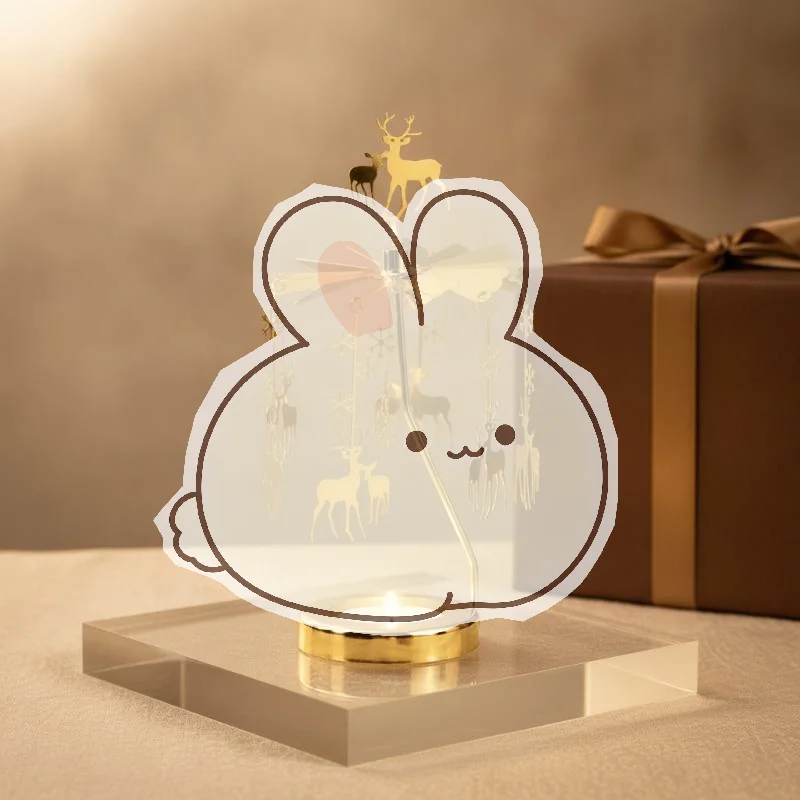 Stainless Steel Heat Powered Rotating Candle Holder INS Style Carousel Tea Light for Valentine's Day Gift